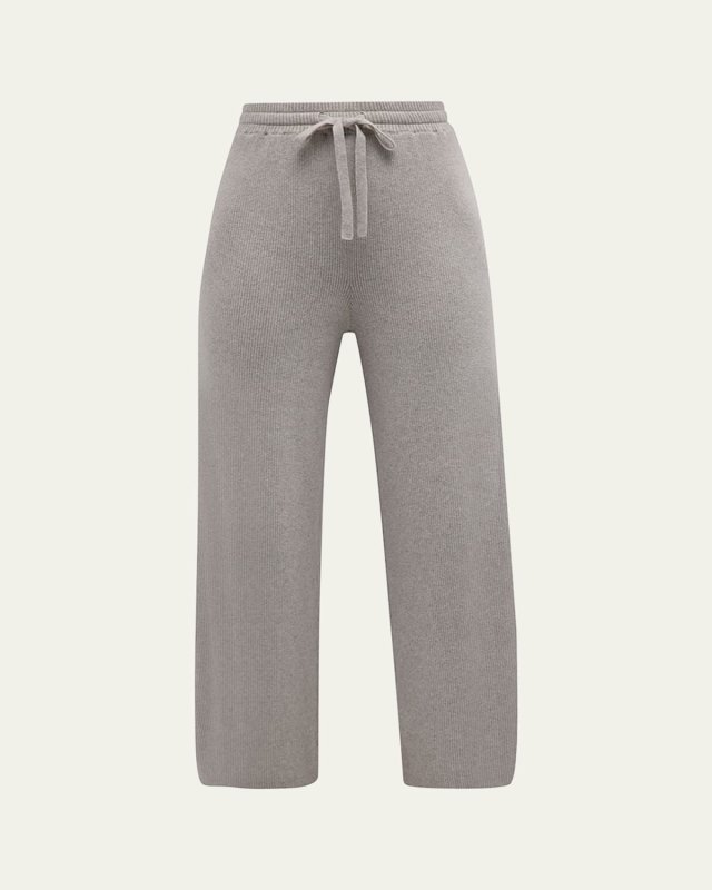 Cotton Cashmere Cropped Wide-Leg Pants